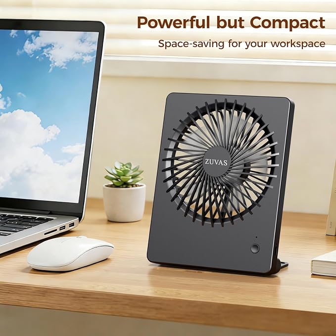 Zuvas Desk Fan Battery Operated Fan Rechargeable 180°Tilt Folding Personal Fan - Image 4