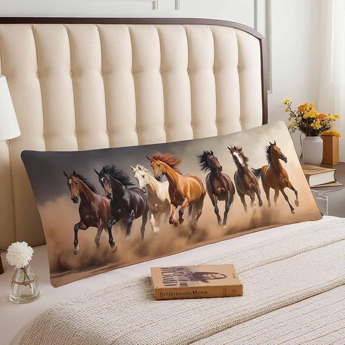 20x54 Body Pillow Cover Horse Zipper Body Pillowcase Western Stallion Horses - Image 3