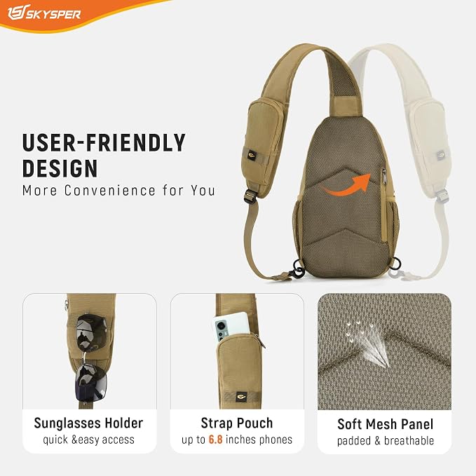 SKYSPER Sling Bag RFID Cross Body Bag Recycled Crossbody Backpack Travel Daypack - Image 6