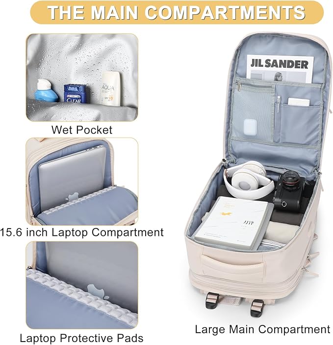 Expandable Travel Backpack For Women Men Airline Approved Personal Item - Image 4