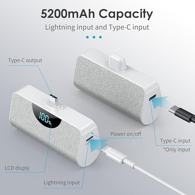 Mini Portable Charger 5200mAh Power Bank, 3A PD USB C Cell Phone Portable Power - Image 6