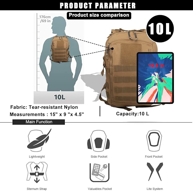Miramrax 12L Small Backpack Day Pack - Image 6