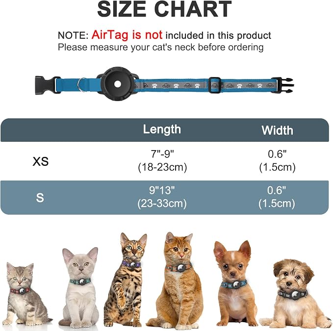 Reflective AirTag Cat Collar, Integrated Cat Tracker Collar - Image 6