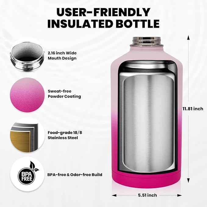 RAYMYLO One Gallon Water Bottle Insulated, Triple Walled Vacuum Stainless Steel - Image 5