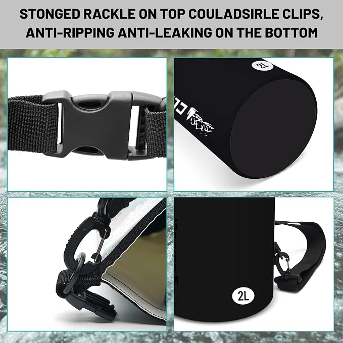 Waterproof Dry Bag, Roll Top Black Small Waterproof Backpack - Image 3