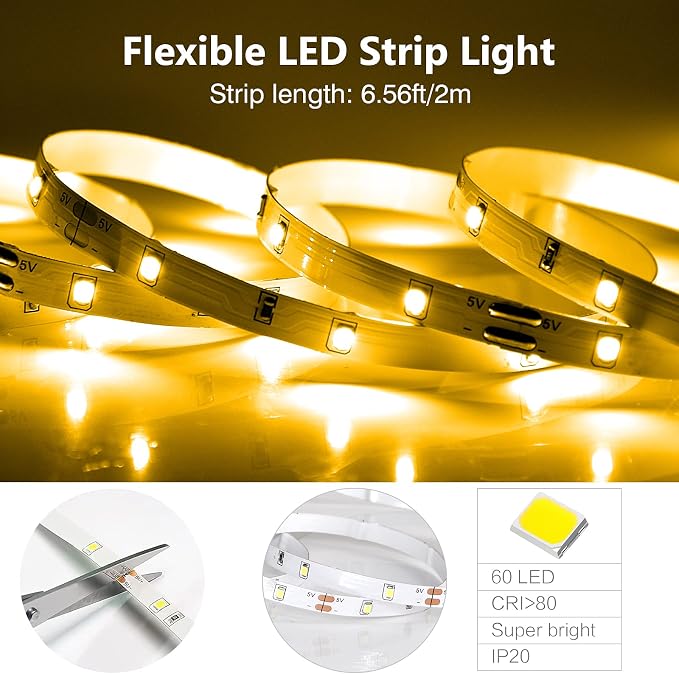 WOBANE Motion Activated LED Strip Light, Rechargeable Magnetic Battery Box - Image 6