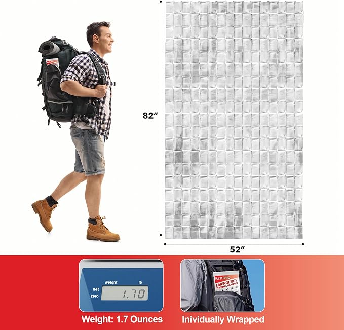 9 Pack Emergency Blankets, Outdoor Survival Emergency Insulated Gear, Mylar - Image 2
