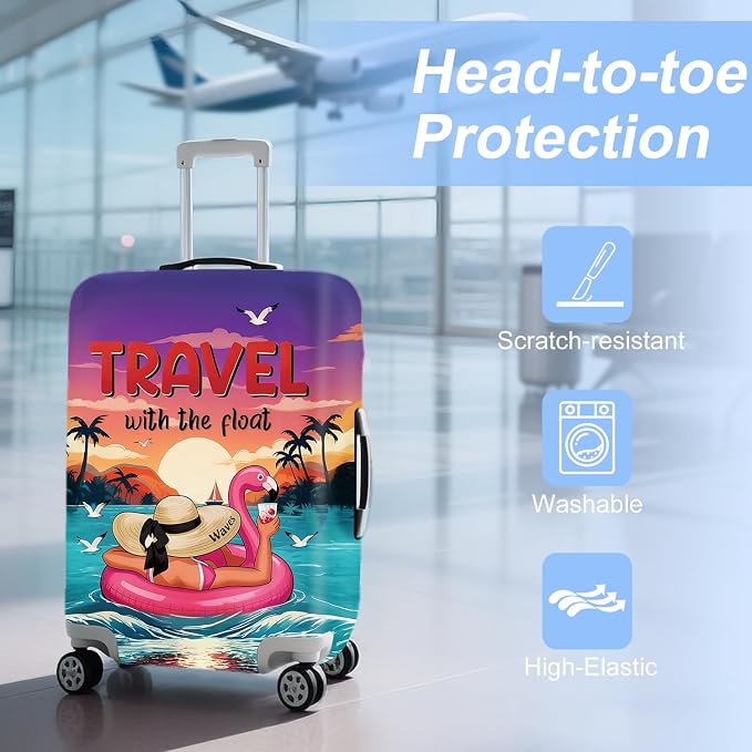ANNA QUEEN Tropical Travel Flamingo Float Luggage Cover -Stretchable Airplane - Image 3