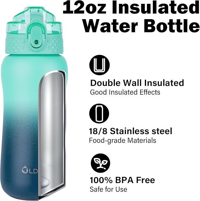 Oldley Insulated Water Bottle 12oz Kids Water Bottles - Image 4