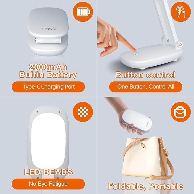 Akejrym LED Desk Lamp for Office Home & Battery Operated Lamp Rechargeable Lamp - Image 6