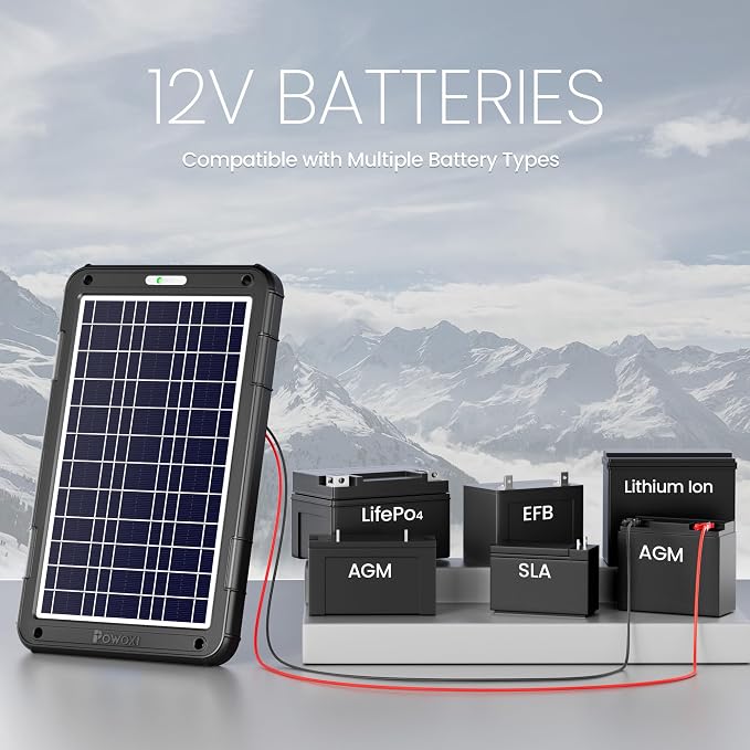 POWOXI 12V Solar Car Battery Charger: 12W Solar Panel Kit Battery Trickle - Image 4