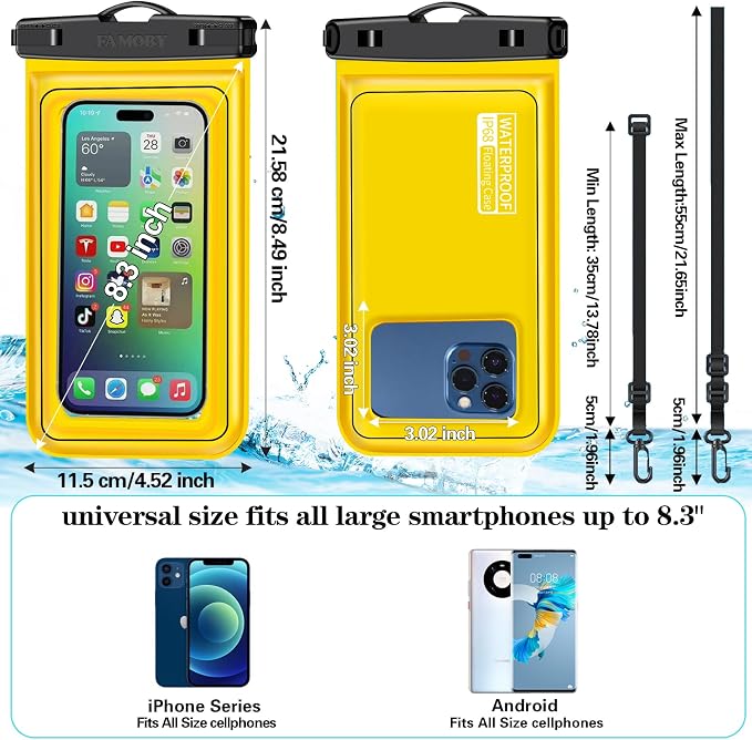 Floatable 3 Pack Multicolor Universal IP68 Floating Waterproof Phone Pouch - Image 2