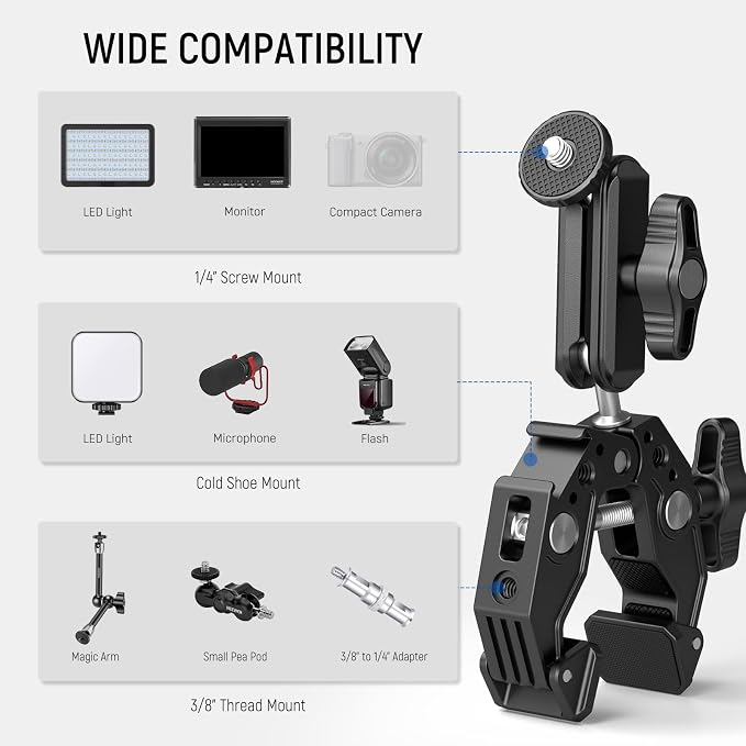 NEEWER Super Clamp Magic Arm Camera Mount - Image 6