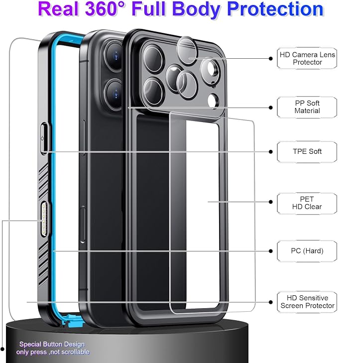 Temdan Compatible with iPhone 17 Pro Case, Waterproof Built-in Screen & Camera - Image 4