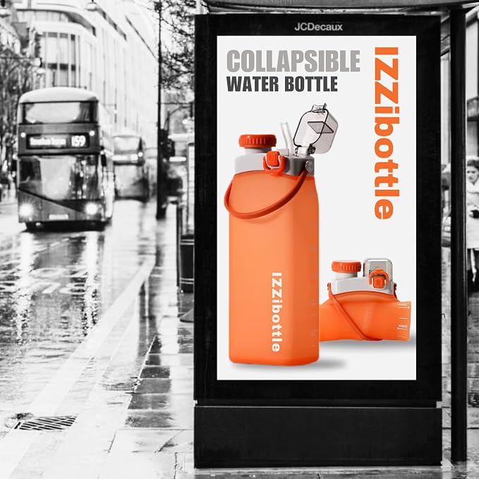IZZI bottle Collapsible Lightweight Silicone Water Bottle | BPA Free, - Image 4