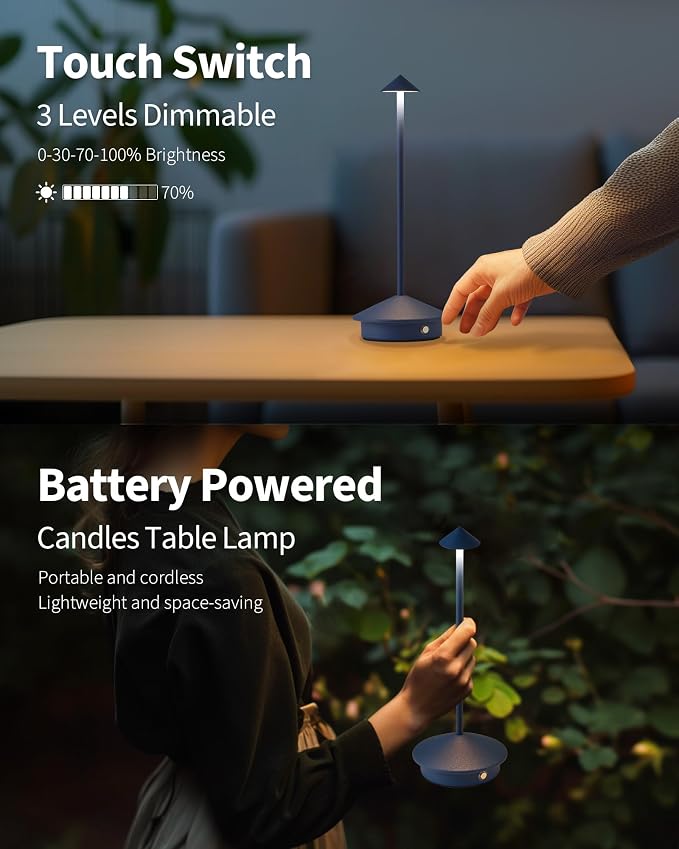 Modern Cordless Table Lamp Set of 2, Portable LED Desk Lamps, 4000mAh - Image 4