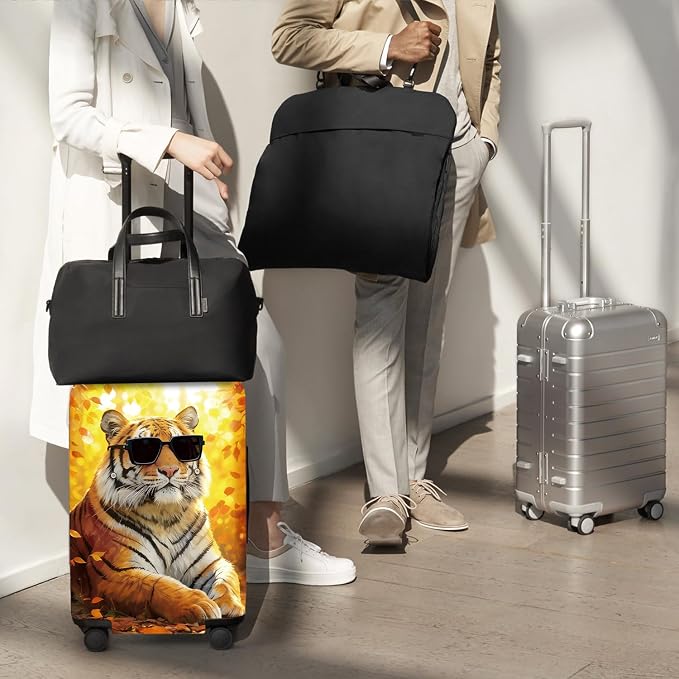 ANNA QUEEN Funny Cool Tiger Travel Luggage Cover -Stretchable Airplane Suitcase - Image 8
