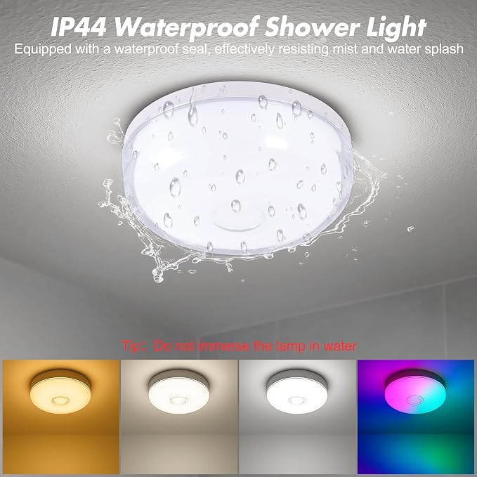 2-Pack Rechargeable Shower Light No Wiring, 15 RGBW Color Changeable Waterproof - Image 9