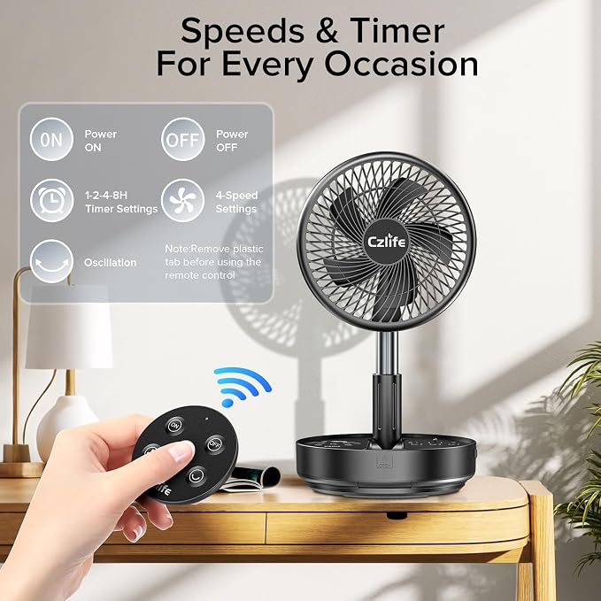 Czlife F9 Portable Fan, 10000mAh Rechargeable Battery Powered - Image 3