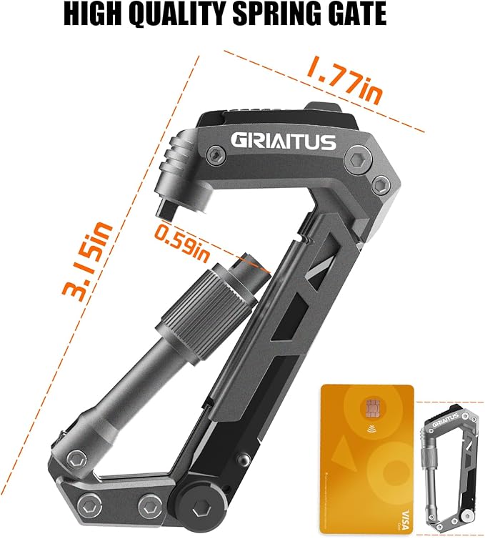 Carabiner Multitool with Pocket Knives, 8-in-1 EDC Carabiners, Serrated Knife - Image 6