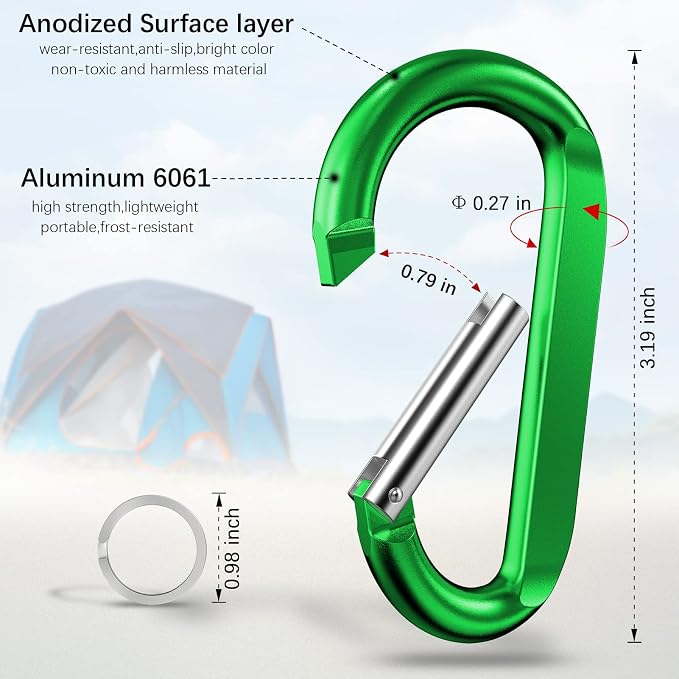 sprookber 3" Carabiner Clip Keychain, D Ring Caribeaner Clip, Key Clip - Image 2