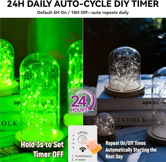 HXWEIYE Rechargeable Fairy Lights Battery Operated, DIY Timer & 8 Modes - Image 4