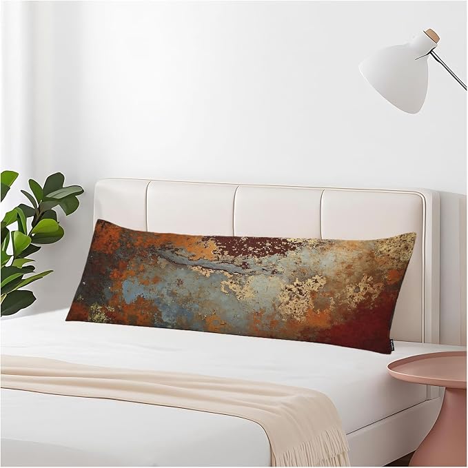 Grunge Rust Decorative Body Pillowcase 20"X54", Metal Rusty Steel Brown Outdoor by Unknown