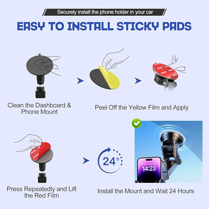 Adhesive Sticky Pads for Car Phone Mount, Heat Rresistant Double-Sided Mounting - Image 6