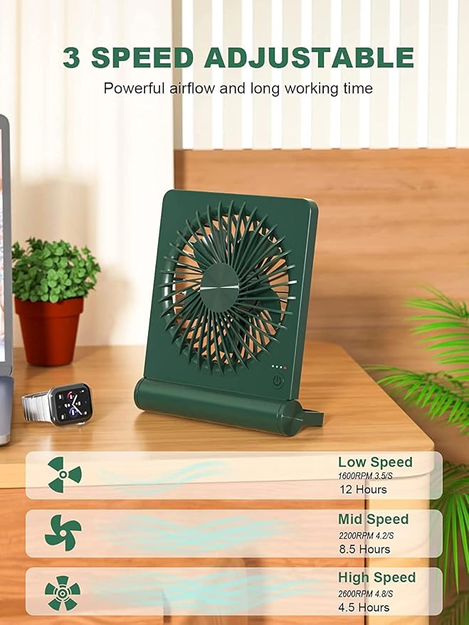 Small Desk Fan, Rechargeable USB Fan Battery Operated, Ultra Quiet, Strong Wind - Image 3