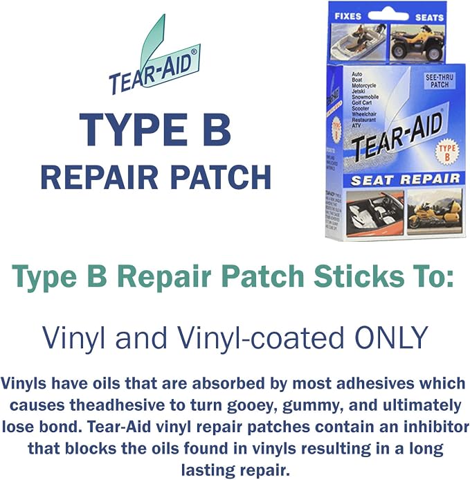 Tear-Aid Vinyl Seat Repair Kit, Type B Clear Patch - Image 2