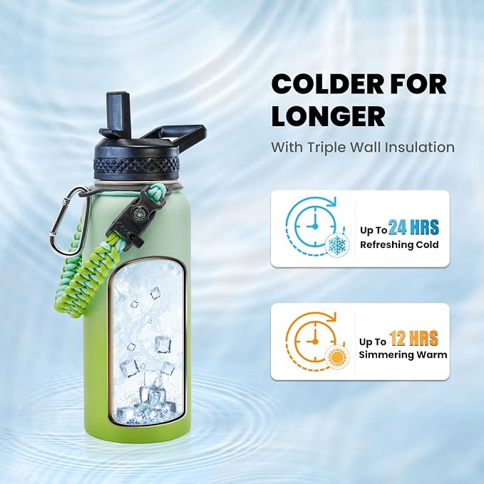 RAYMYLO Insulated Water Bottle 32 oz, Triple Wall Vacuum Stainless Steel - Image 2