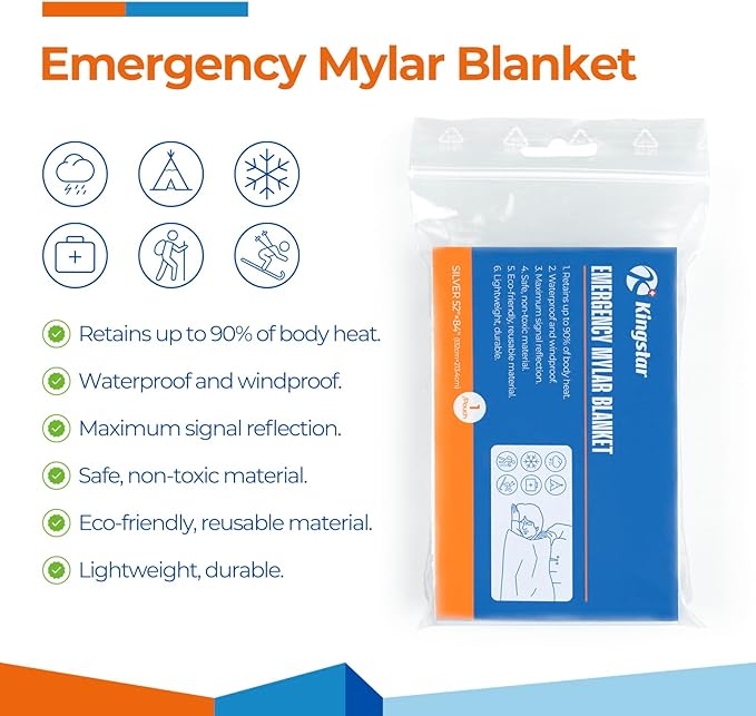 Emergency Blankets 4 Packs, Reusable Mylar Thermal Blankets - Image 2