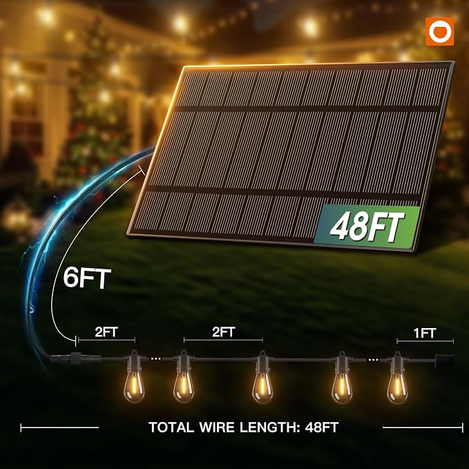 addlon 54FT Solar String Lights Outdoor Waterproof - Image 6
