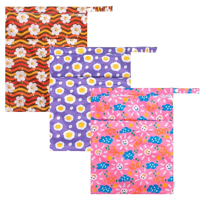 babygoal Wet Dry Bags for Baby Cloth Diapers, Washable Travel Bags, Gym Bag for - Image 2