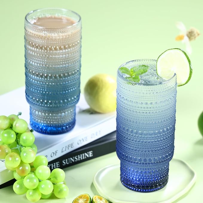 Large Capacity 16 oz Hobnail Drinking Glasses Set of 12, Vintage Glassware - Image 7