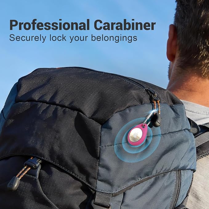 AirTag Holder with 304 Carabiner, 4 Pack IPX8 Waterproof Shockproof PC Hard Case - Image 6