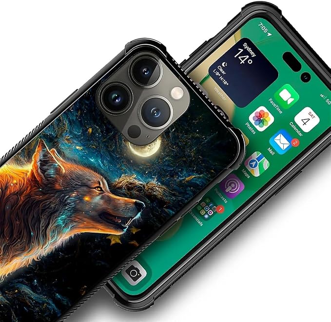 for iPhone 12 Pro Max Case, Star Cave Hungry Wolf Pattern Graphic Design Girl - Image 3