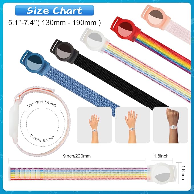 Waterproof Bracelet for Airtag Kids 2 Pack, Soft Nylon Hidden Air Tag Wristband - Image 6