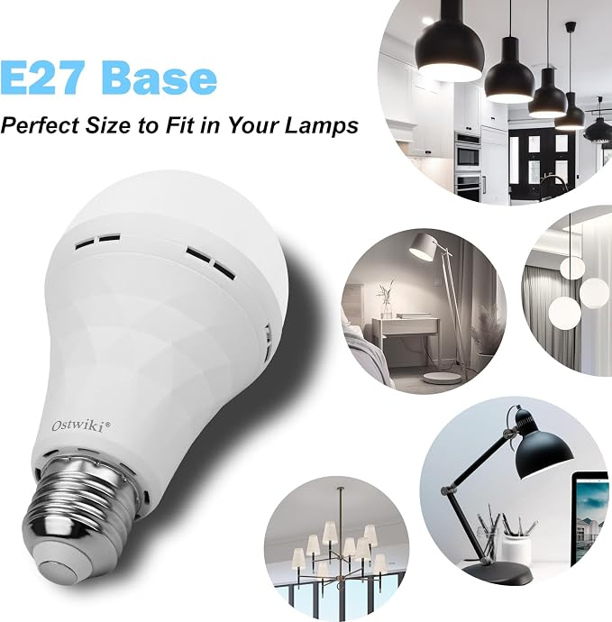 Ostwiki 2 Pack Emergency Rechargeable Light Bulbs, Battery Operated Backup - Image 6