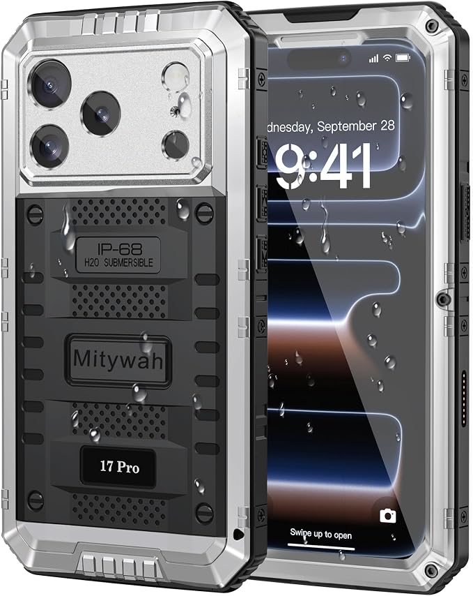 Mitywah Waterproof Case for iPhone 17 Pro, Rugged Metal Case by Mitywah