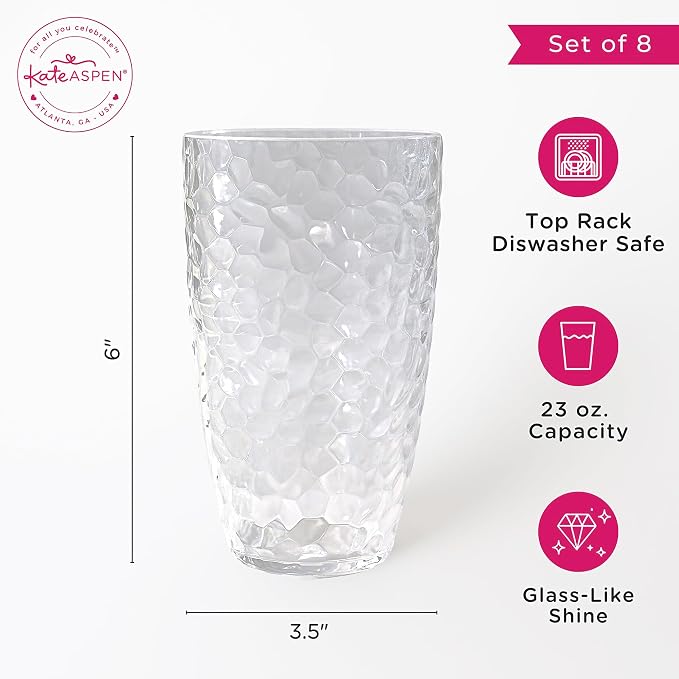Kate Aspen Clear Hammered Acrylic Cups - Image 6