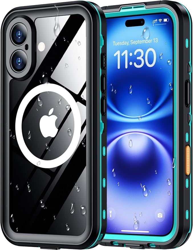 Red2Fire for iPhone 16 Case Waterproof, Phone Case 6.1" Blue/Clear by Red2Fire