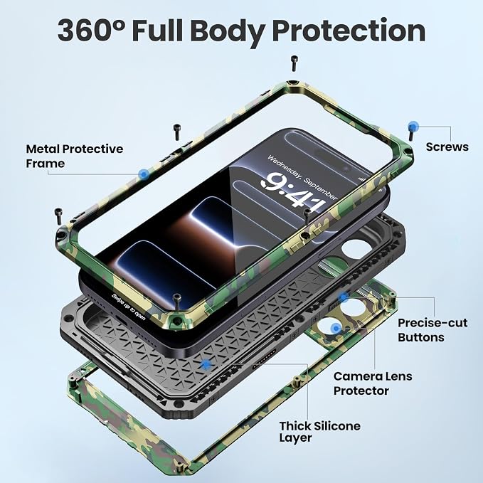 Mitywah Waterproof Case for iPhone 17 Pro Max, Rugged Metal Case - Image 5
