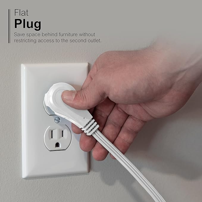 GE 3-Outlet Flat Extension Cord 3 Ft Grounded Extension Cord - Image 3