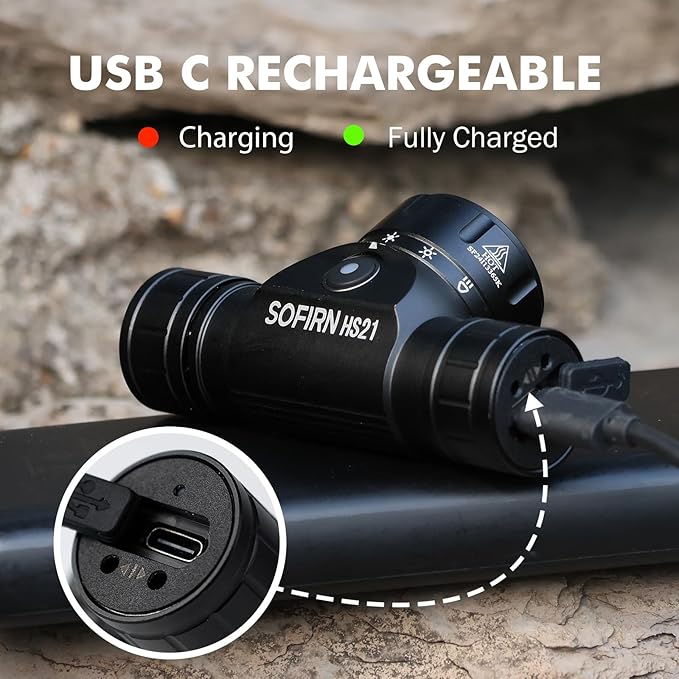 Sofirn HS21 Headlamp with Red Light, 2200 Lumen Led Bright Head lamp USB C - Image 6