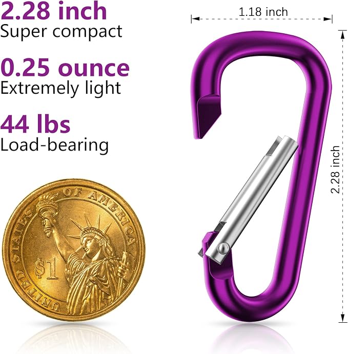 sprookber 2.28" Small Carabiner Clip Keychain, D Ring Caribeaner Clip, Key Clip - Image 2