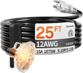 25 ft 12 Gauge Heavy Duty 3 Outlet Extension Cord Splitter by Deeklify