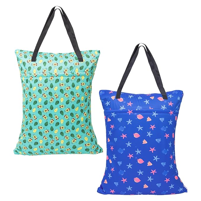ALVABABY 2 Pack Large Wet Dry Bag Waterproof Hanging Cloth Diaper by ALVABABY