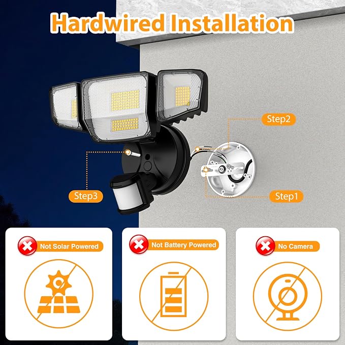 90W 10000LM LED Security Lights Motion Sensor Outdoor Lights, 4 Head Dusk to - Image 2
