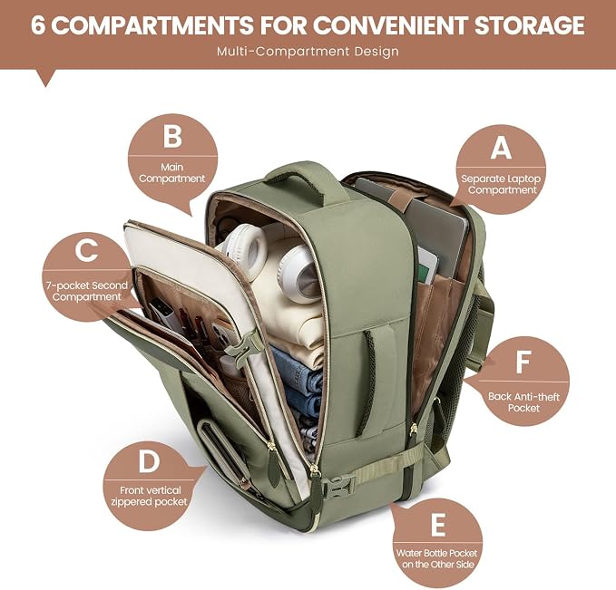 LOVEVOOK Travel Backpack for Women, 40L Carry On Backpack - Image 4